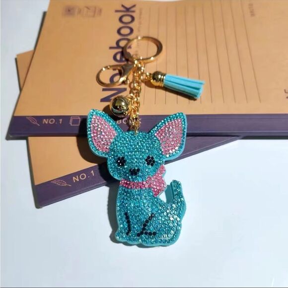 Chihuahua Rhinestone Charm For Purse Keys Car Decoration Puppy Cute Bling 🆕 - Picture 5 of 8